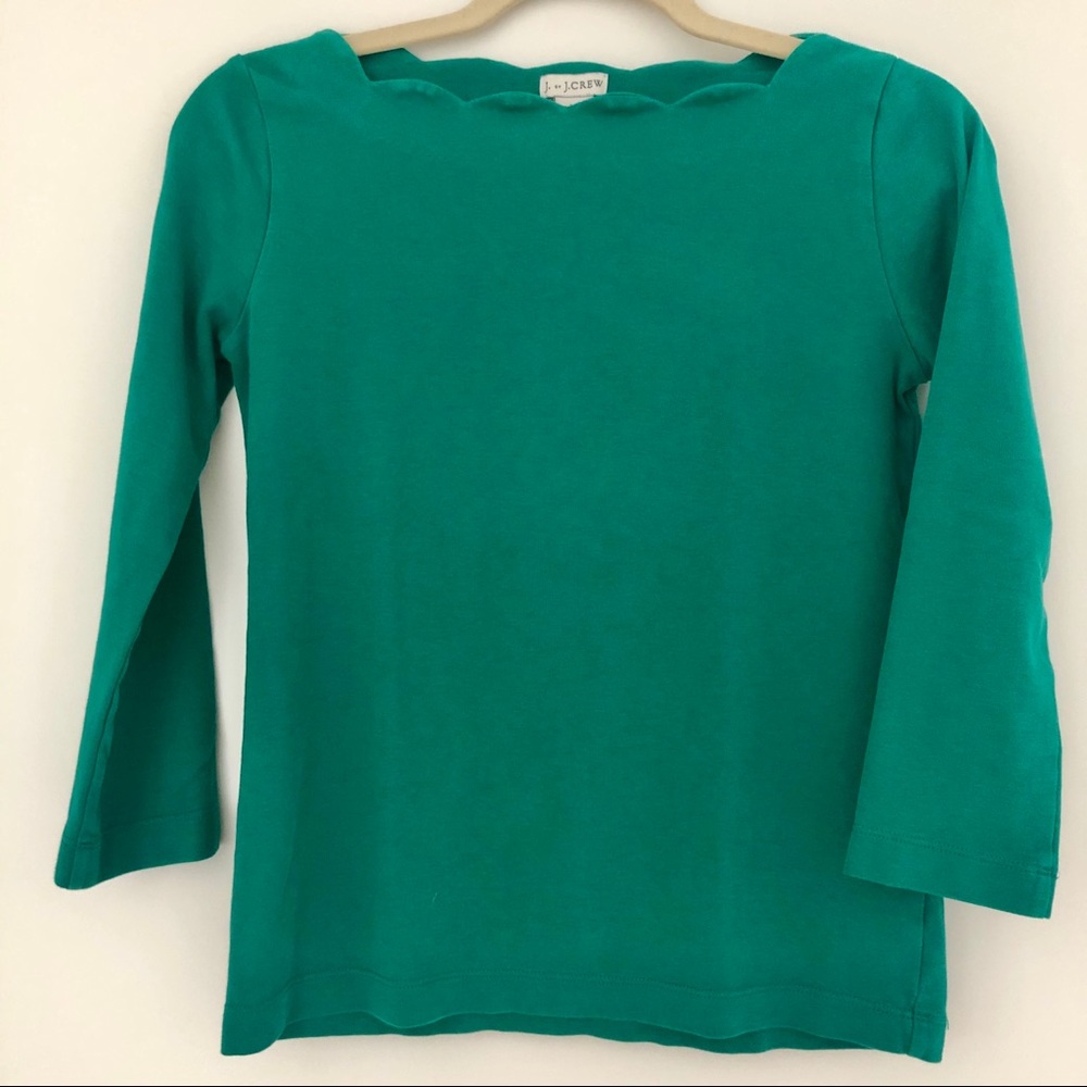 J. Crew 3/4 sleeve cotton top in beautiful green